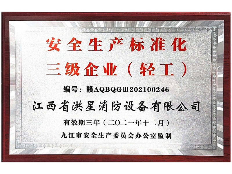 安全生產(chǎn)標(biāo)準(zhǔn)化三級企業(yè)（輕工）